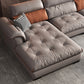 Tufted Pillow Top Arm Sofa with Chaise 133.86" W Faux Leather Sofa