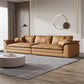 Pillow Top Arm Sofa & Chaise Faux Leather Cushions Loose Back Sofa