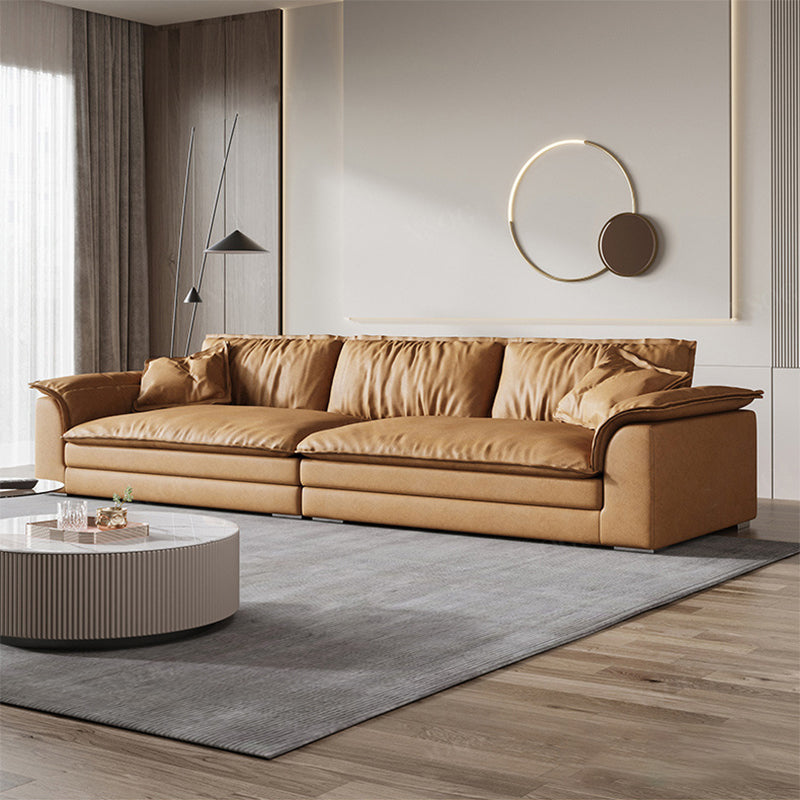 Pillow Top Arm Sofa & Chaise Faux Leather Cushions Loose Back Sofa