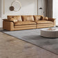 Pillow Top Arm Sofa & Chaise Faux Leather Cushions Loose Back Sofa