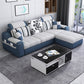 Divano in lino top cuscino e chaise di divano posteriore sciolto da 31,5 "H in grigio e blu