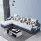 Divano in lino top cuscino e chaise di divano posteriore sciolto da 31,5 "H in grigio e blu