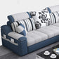Divano in lino top cuscino e chaise di divano posteriore sciolto da 31,5 "H in grigio e blu
