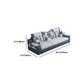 Divano in lino top cuscino e chaise di divano posteriore sciolto da 31,5 "H in grigio e blu