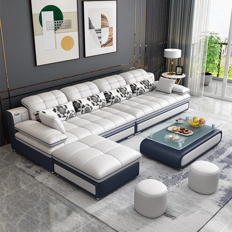 Canapé en faux cuir contemporain et chaise biscuit dos coussin canapé