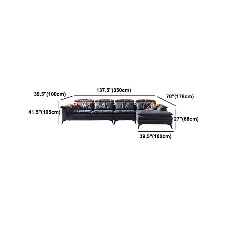 Grey Modern Tufted Sofa & Chaise Stain Resistant Sectional 41.33" H Clearhalo 'furn' 'furn_sectionals' 'Furniture' 'Living Room Furniture' 'Sectionals' 5727409
