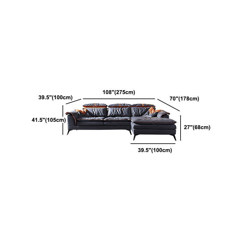 Grey Modern Tufted Sofa & Chaise Stain Resistant Sectional 41.33" H Clearhalo 'furn' 'furn_sectionals' 'Furniture' 'Living Room Furniture' 'Sectionals' 5727411