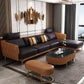 Sofá y chaise resistente a las manchas de cuero genuino de brazo cuadrado contemporáneo