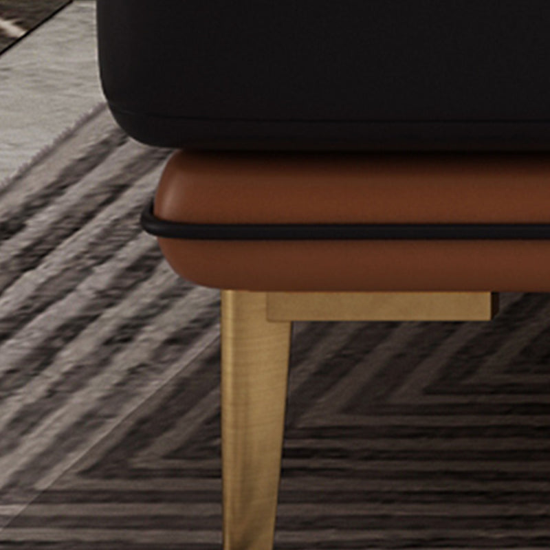 Sofá y chaise resistente a las manchas de cuero genuino de brazo cuadrado contemporáneo