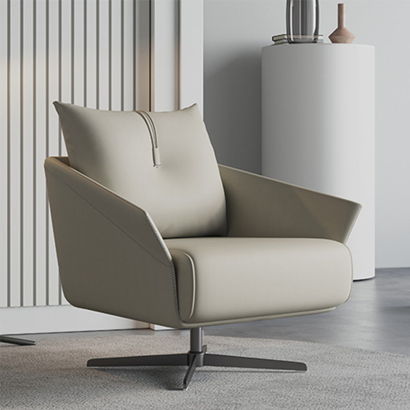 Contemporary Bonded Leather Pillow Back 4-Star Accent Armchair Grey 1 Piece Clearhalo 'Accent Chairs' 'accent_chairs' 'Chairs & Seating' 'furn' 'furn_accent_chairs' 'Furniture' 'Living Room Furniture' 5727871