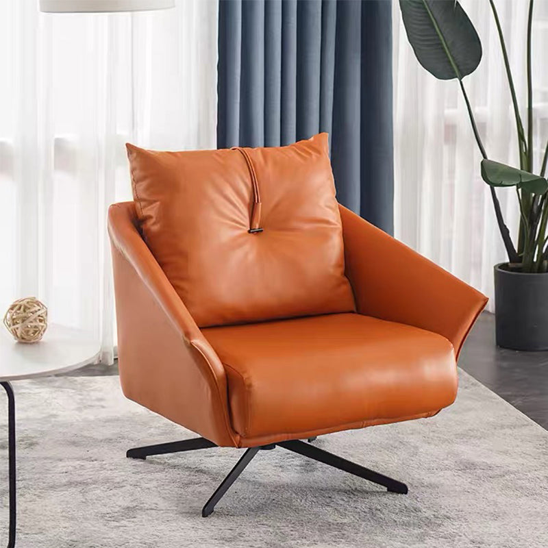 Contemporary Bonded Leather Pillow Back 4-Star Accent Armchair Orange 1 Piece Clearhalo 'Accent Chairs' 'accent_chairs' 'Chairs & Seating' 'furn' 'furn_accent_chairs' 'Furniture' 'Living Room Furniture' 5727873