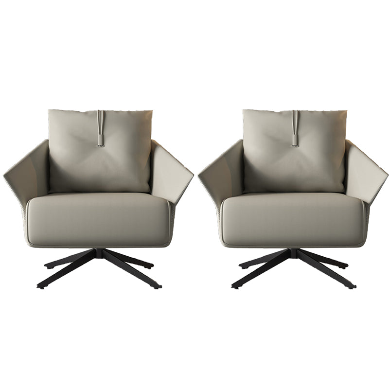 Contemporary Bonded Leather Pillow Back 4-Star Accent Armchair Grey 2 Piece Set Clearhalo 'Accent Chairs' 'accent_chairs' 'Chairs & Seating' 'furn' 'furn_accent_chairs' 'Furniture' 'Living Room Furniture' 5727874