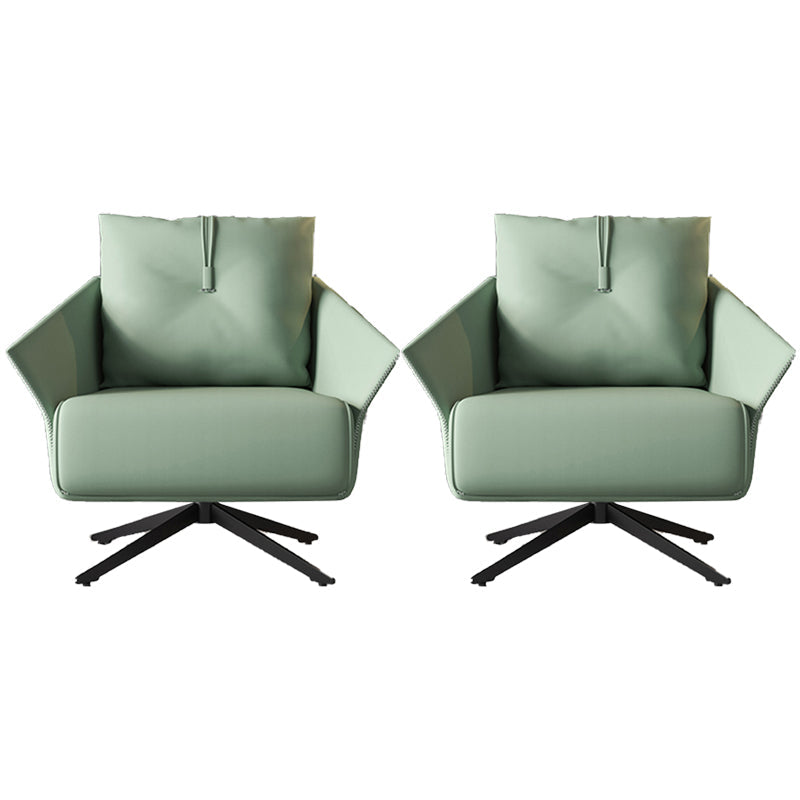 Contemporary Bonded Leather Pillow Back 4-Star Accent Armchair Green 2 Piece Set Clearhalo 'Accent Chairs' 'accent_chairs' 'Chairs & Seating' 'furn' 'furn_accent_chairs' 'Furniture' 'Living Room Furniture' 5727876