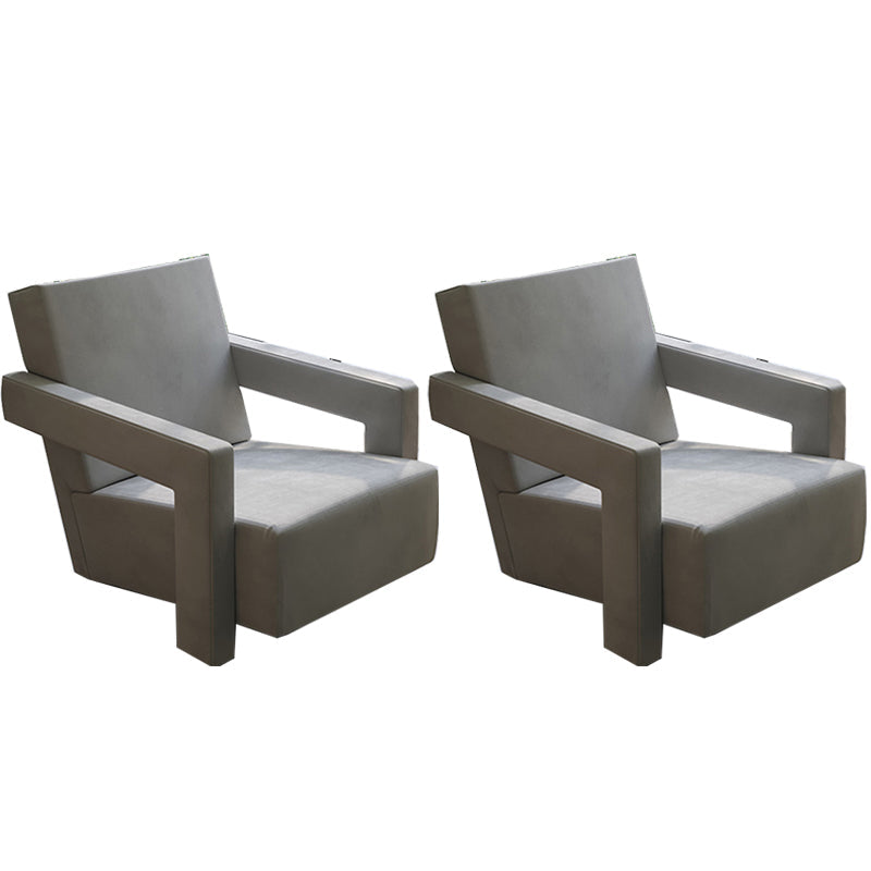 Mid-Century Modern Solid Color Accent Armchair Fixed Back Arm Chair for Living Room Gray 2 Piece Set Clearhalo 'Accent Chairs' 'accent_chairs' 'Chairs & Seating' 'furn' 'furn_accent_chairs' 'Furniture' 'Living Room Furniture' 5727994