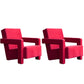 Mid-Century Modern Solid Color Accent Armchair Fixed Back Arm Chair for Living Room Red 2 Piece Set Clearhalo 'Accent Chairs' 'accent_chairs' 'Chairs & Seating' 'furn' 'furn_accent_chairs' 'Furniture' 'Living Room Furniture' 5727997