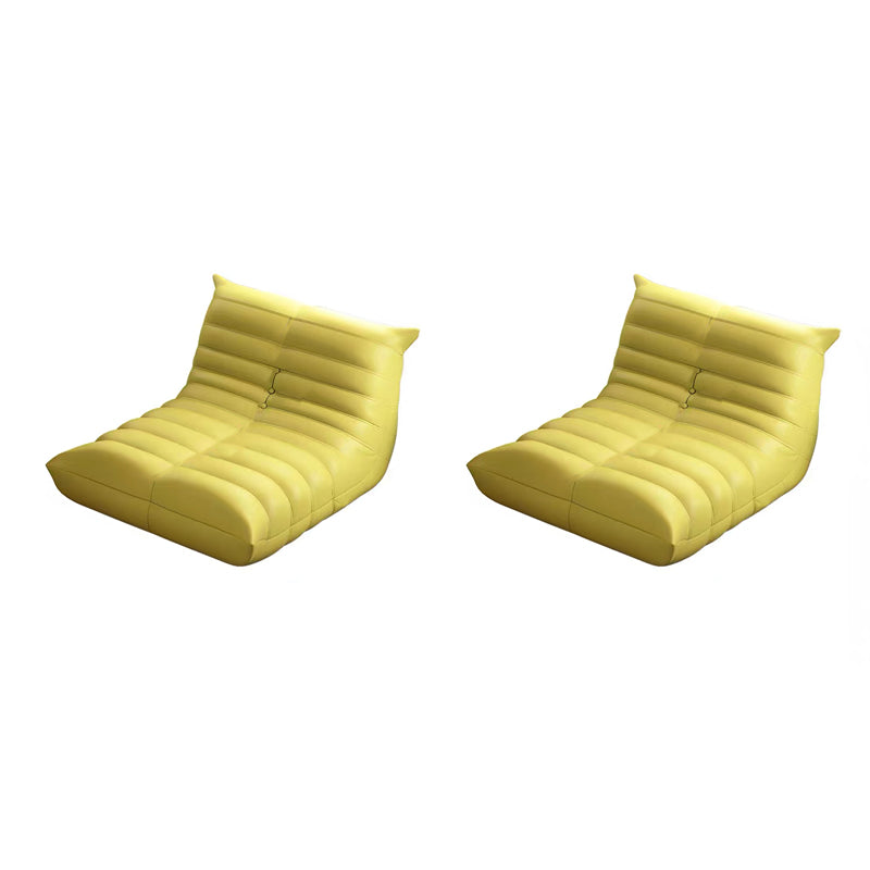 Modern Style No Armrest Cushioned Back with Soft Cushion Filled Parsons Chair Yellow 2 Piece Set Clearhalo 'Accent Chairs' 'accent_chairs' 'Chairs & Seating' 'furn' 'furn_accent_chairs' 'Furniture' 'Living Room Furniture' 5728015