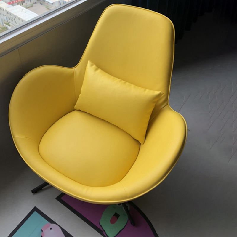 37.5"L x 37"W x 34"H Casual Eggshell Chair Faux Leather and Velvet Accent Chair Yellow Clearhalo 'Accent Chairs' 'accent_chairs' 'Chairs & Seating' 'furn' 'furn_accent_chairs' 'Furniture' 'Living Room Furniture' 5728104