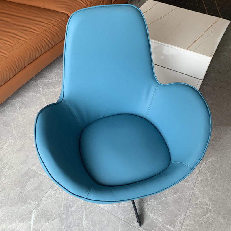 37.5"L x 37"W x 34"H Casual Eggshell Chair Faux Leather and Velvet Accent Chair Blue Clearhalo 'Accent Chairs' 'accent_chairs' 'Chairs & Seating' 'furn' 'furn_accent_chairs' 'Furniture' 'Living Room Furniture' 5728106
