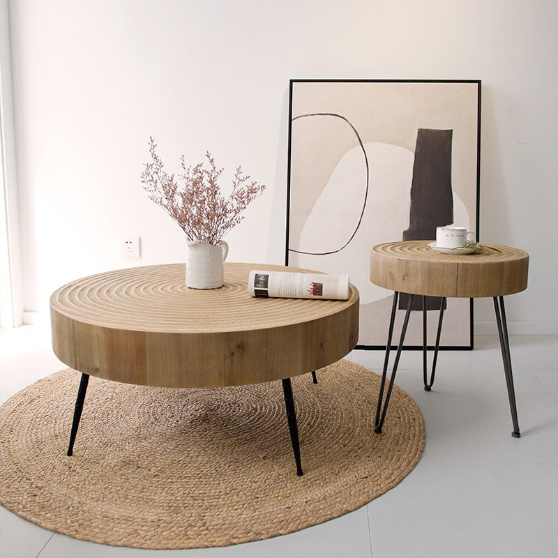 Tavolino scandinavo a 3 gambe in legno rotondo tavolo da cocktail per soggiorno