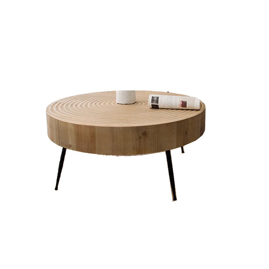 Scandinavian 3 Legs Coffee Table Round Wooden Cocktail Table for Living Room