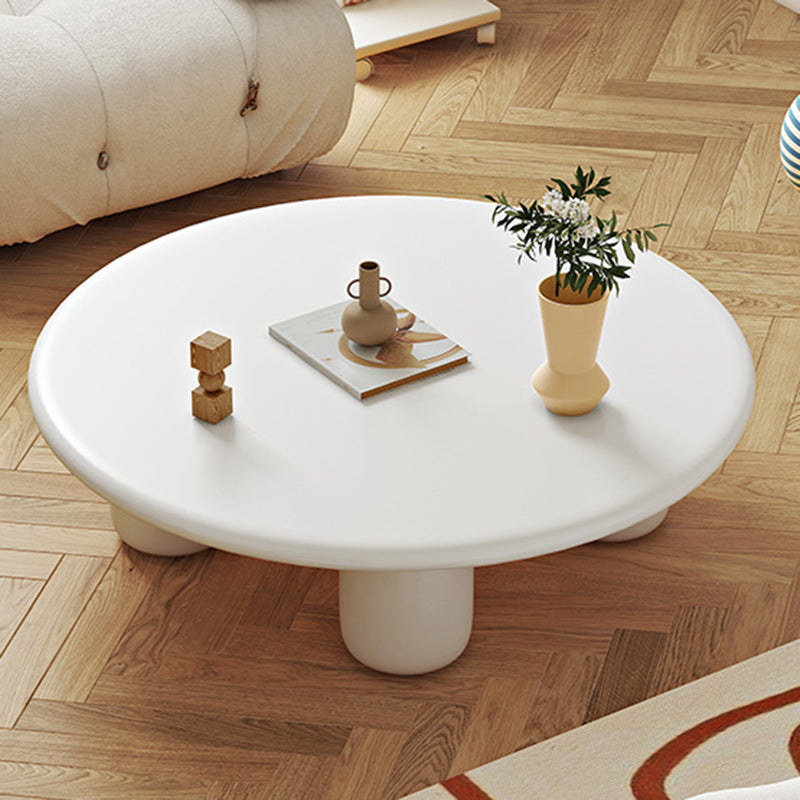 Scandinavian 4 Legs Cocktail Table Round Wooden Coffee Table for Living Room