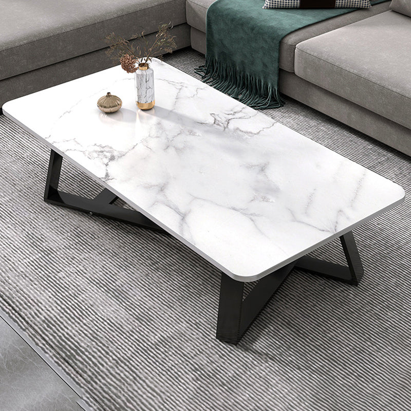 17.72" Tall Glam Style Coffee Cocktail Table Slate Rectangular Coffee Table 47"L x 24"W x 18"H White Clearhalo 'Coffee & Accent Tables' 'Coffee Tables' 'coffee_tables' 'furn' 'furn_coffee_tables' 'Furniture' 'Living Room Furniture' 5728240