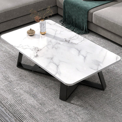17.72" Tall Glam Style Coffee Cocktail Table Slate Rectangular Coffee Table 31.5"L x 20"W x 18"H White Clearhalo 'Coffee & Accent Tables' 'Coffee Tables' 'coffee_tables' 'furn' 'furn_coffee_tables' 'Furniture' 'Living Room Furniture' 5728241
