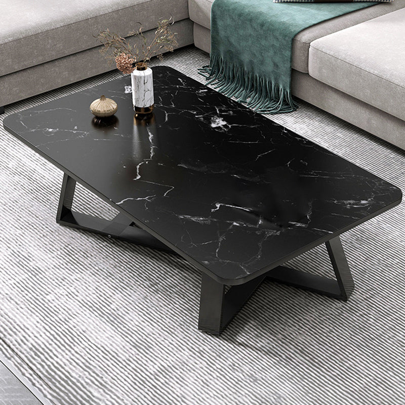 17.72" Tall Glam Style Coffee Cocktail Table Slate Rectangular Coffee Table 31.5"L x 20"W x 18"H Black Clearhalo 'Coffee & Accent Tables' 'Coffee Tables' 'coffee_tables' 'furn' 'furn_coffee_tables' 'Furniture' 'Living Room Furniture' 5728245