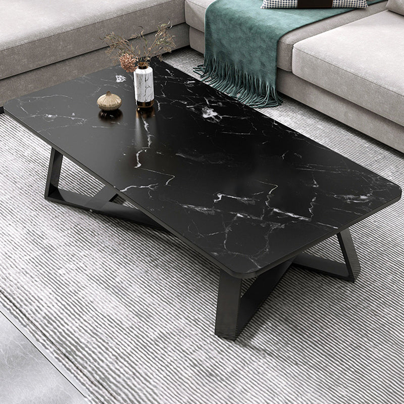 17.72" Tall Glam Style Coffee Cocktail Table Slate Rectangular Coffee Table 47"L x 24"W x 18"H Black Clearhalo 'Coffee & Accent Tables' 'Coffee Tables' 'coffee_tables' 'furn' 'furn_coffee_tables' 'Furniture' 'Living Room Furniture' 5728247