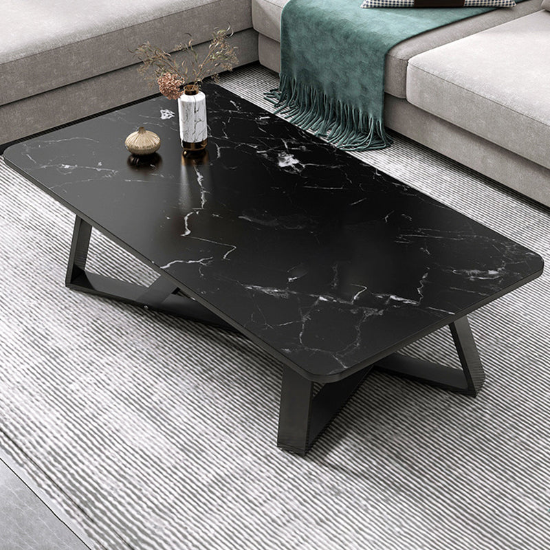 17.72" Tall Glam Style Coffee Cocktail Table Slate Rectangular Coffee Table 39.5"L x 19.5"W x 18"H Black Clearhalo 'Coffee & Accent Tables' 'Coffee Tables' 'coffee_tables' 'furn' 'furn_coffee_tables' 'Furniture' 'Living Room Furniture' 5728249