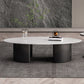Glam Slate Coffee Cocktail Table Frame Oval Coffee Table for Home 55"L x 31.5"W x 16"H Light Gray Clearhalo 'Coffee & Accent Tables' 'Coffee Tables' 'coffee_tables' 'furn' 'furn_coffee_tables' 'Furniture' 'Living Room Furniture' 5728273