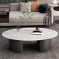 Glam Slate Coffee Cocktail Table Frame Oval Coffee Table for Home Gloss White Clearhalo 'Coffee & Accent Tables' 'Coffee Tables' 'coffee_tables' 'furn' 'furn_coffee_tables' 'Furniture' 'Living Room Furniture' 5728283