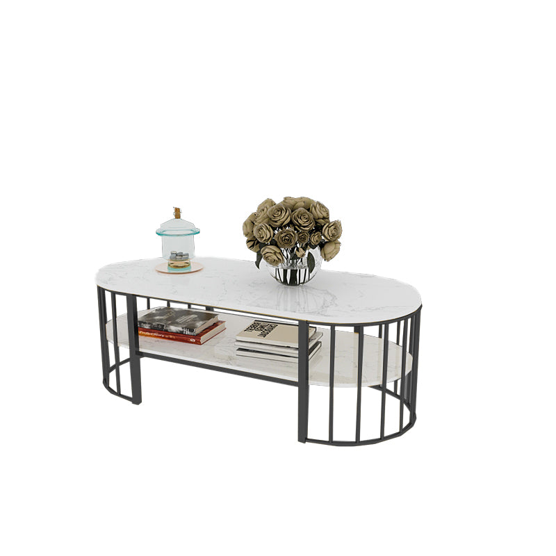Mesa de centro ovalada con marco de mesa de cóctel de mármol Glam para sala de estar