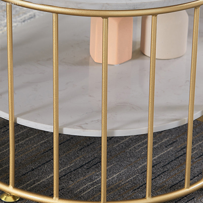 Mesa de centro ovalada con marco de mesa de cóctel de mármol Glam para sala de estar