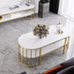 Mesa de centro ovalada con marco de mesa de cóctel de mármol Glam para sala de estar