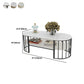 Mesa de centro ovalada con marco de mesa de cóctel de mármol Glam para sala de estar
