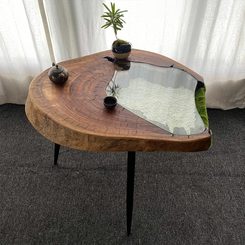 Scandinavian Wooden Coffee Table Free form 3 Legs Coffee Table Set for Living Room 30.7"L x 25.6"W x 26.8"H Clearhalo 'Coffee & Accent Tables' 'Coffee Tables' 'coffee_tables' 'furn' 'furn_coffee_tables' 'Furniture' 'Living Room Furniture' 5728425