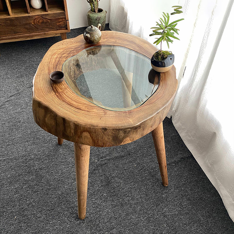 Scandinavian Wooden Coffee Table Free form 3 Legs Coffee Table Set for Living Room 29.5"L x 25.6"W x 25.6"H Clearhalo 'Coffee & Accent Tables' 'Coffee Tables' 'coffee_tables' 'furn' 'furn_coffee_tables' 'Furniture' 'Living Room Furniture' 5728435