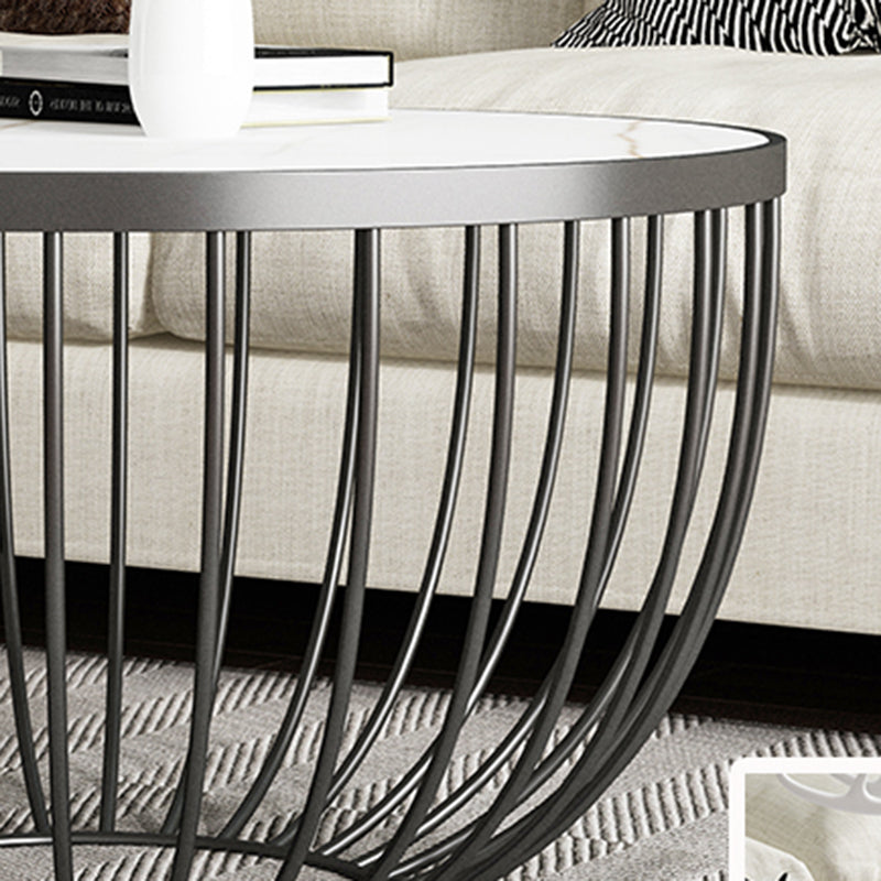 Tavolino da caffè a tamburo a singolo ardesia moderno tavolino rotondo minimalista