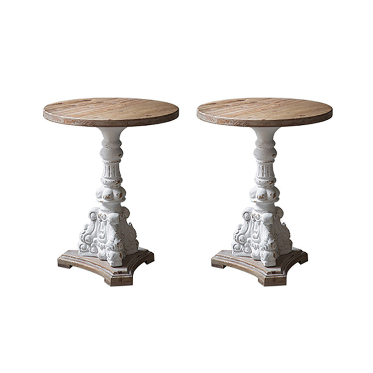 Rustic Style Side End Table Pedestal Distressed Round Sofa Side Accent Table 22.5"L x 22.5"W x 27.5"H 2 Clearhalo 'Coffee & Accent Tables' 'End & Side Tables' 'end_side_tables' 'furn' 'furn_end_side_tables' 'Furniture' 'Living Room Furniture' 5728699