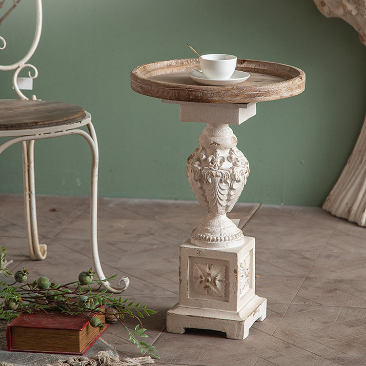 Rustic Style Side End Table Pedestal Distressed Round Sofa Side Accent Table Clearhalo 'Coffee & Accent Tables' 'End & Side Tables' 'end_side_tables' 'furn' 'furn_end_side_tables' 'Furniture' 'Living Room Furniture' 5728705
