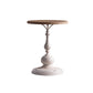 French Country Wooden Round Top Side Table Iron Pedestal End Table