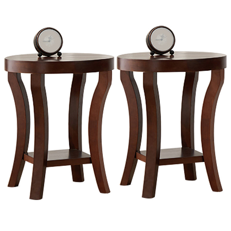 Tableau de côté traditionnel en bois rond 23,6 "Table de bout à 4 jambes de haut avec étagère