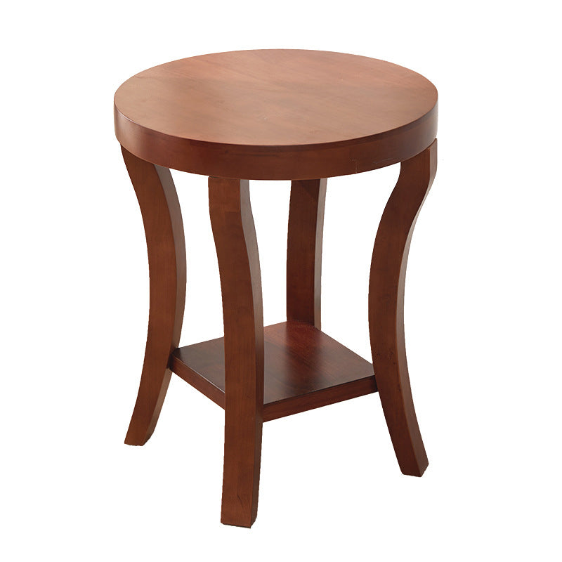 Tableau de côté traditionnel en bois rond 23,6 "Table de bout à 4 jambes de haut avec étagère