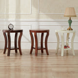 Tableau de côté traditionnel en bois rond 23,6 "Table de bout à 4 jambes de haut avec étagère