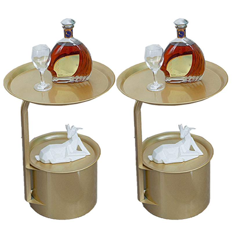 Table d'appoint rond moderne à rond / fer 22 "Table d'extrémité abstraite de haut avec stockage