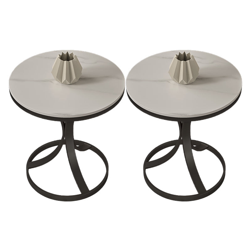 Tavolino moderno tondo in ardesia rotonda da 19,6 pollici di estremità del piedistallo