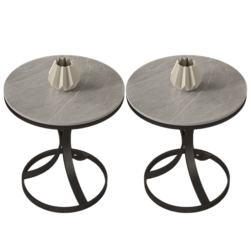 Tavolino moderno tondo in ardesia rotonda da 19,6 pollici di estremità del piedistallo