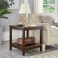 21.65"/23.62" Tall Wood End Table Walnut Square Side Table with Shelf