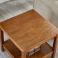 21.65"/23.62" Tall Wood End Table Walnut Square Side Table with Shelf